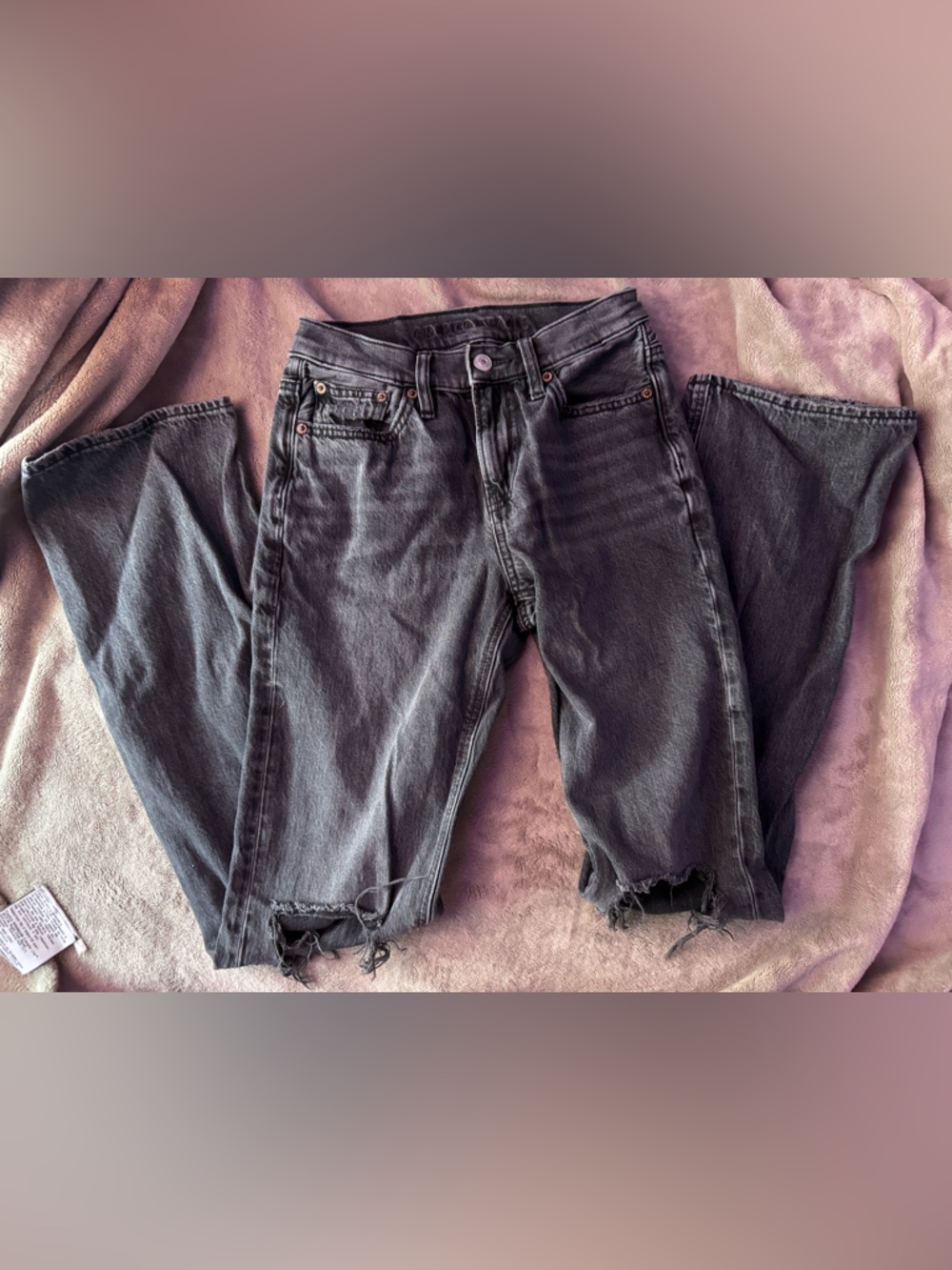American Eagle Outfitters Black Denim Jeans with Embossed Waistband